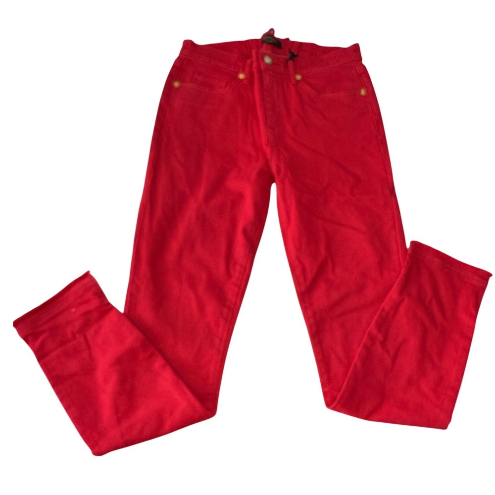 Juicy Couture‎ Black Label Red Skinny Jeans Lace Up Back Detail Size 27x28 NEW